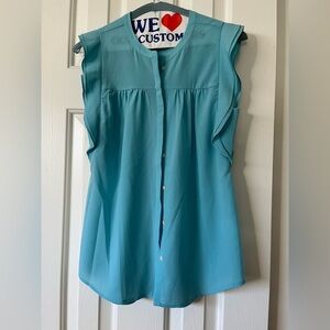 J. Crew flutter sleeve button blouse in light blue, size 0